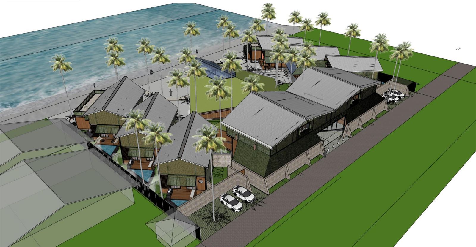 Villa Resort at Katiet, first design, seen from the street